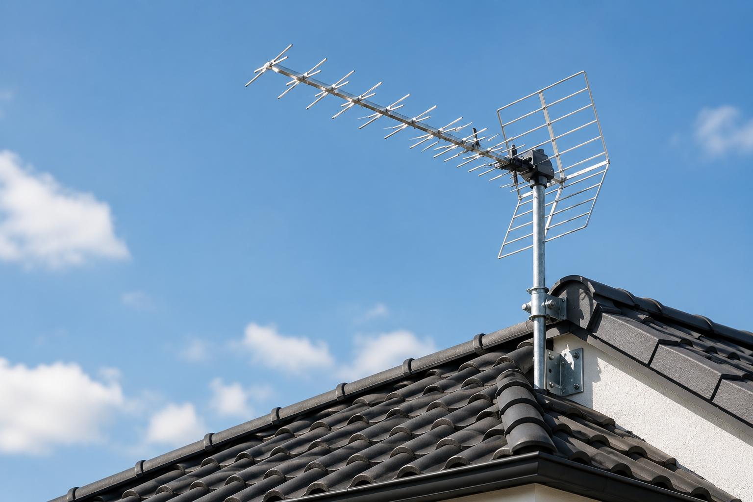 Technicien V.E.D intervenant sur une antenne TV
